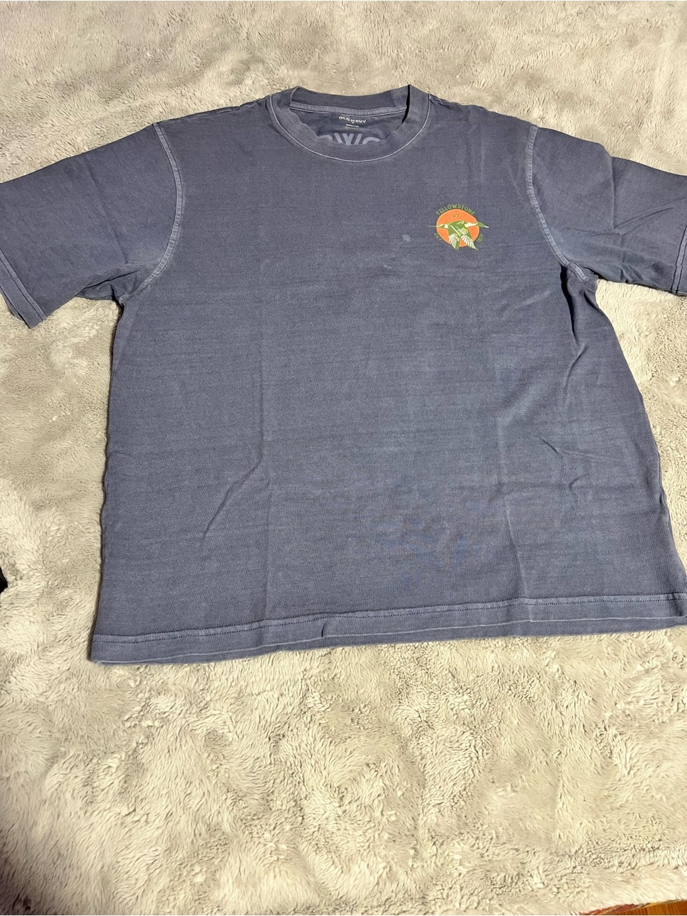 Old Navy Short Sleeve Tee in Washed Blue with Small Chest Graphic